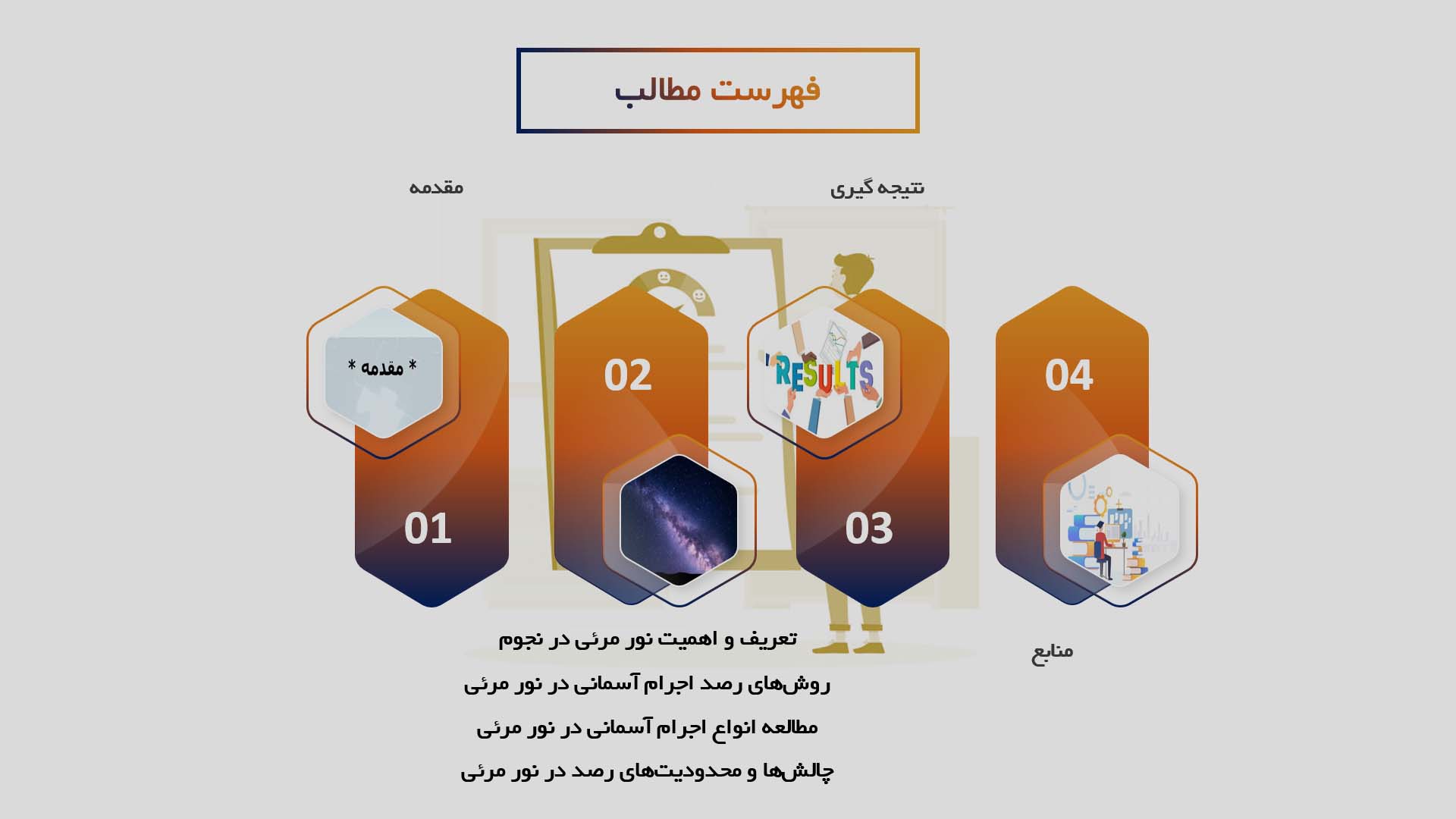 پاورپوینت در مورد بررسی اجرام آسمانی در نور مرئی